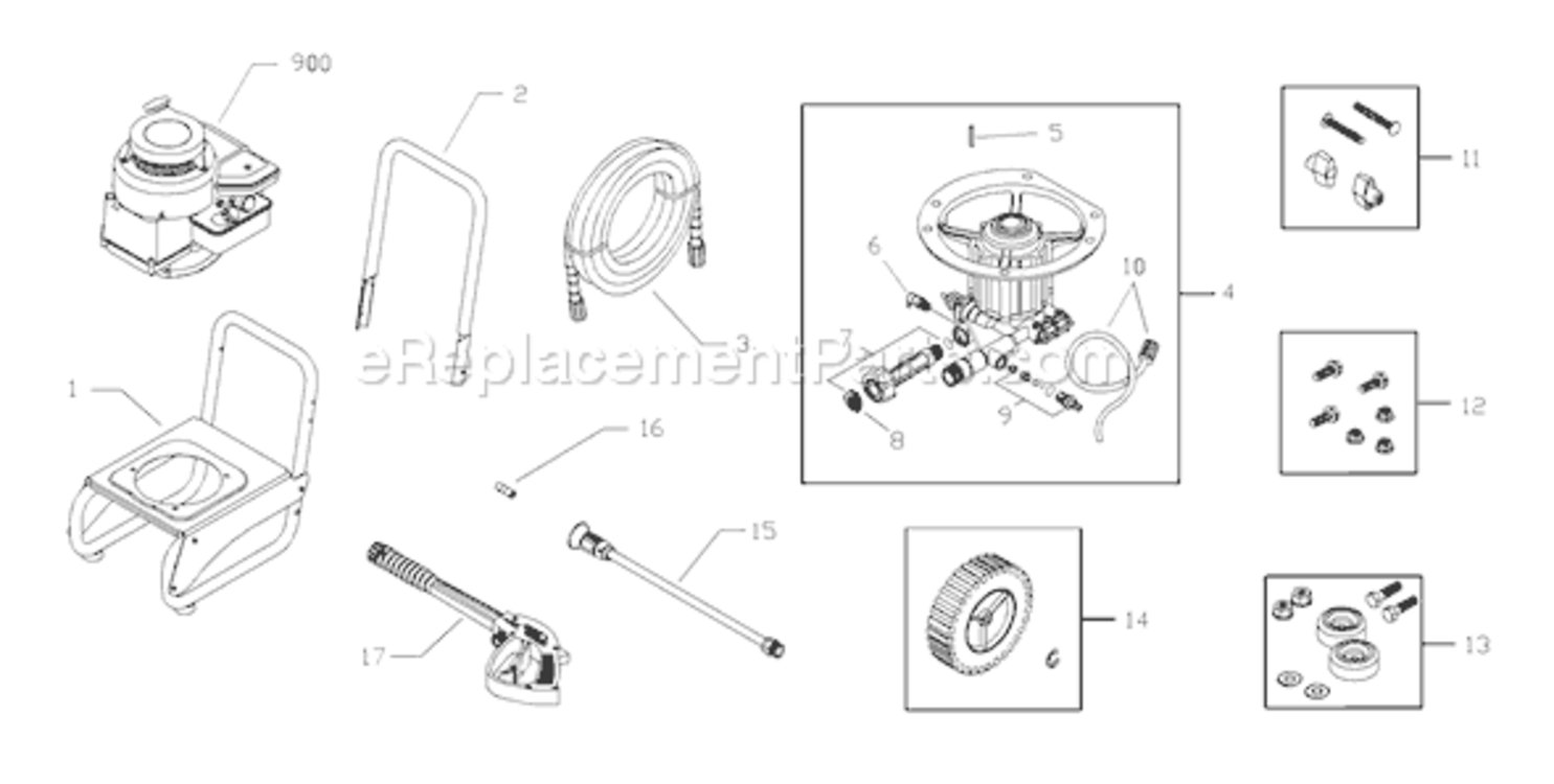 Page A Diagram and Parts List for 020346-0  Briggs and Stratton Pressure Washer